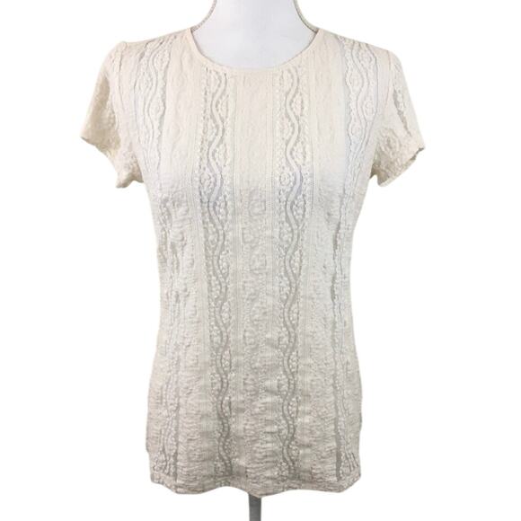 Cabi Sheer Lace Tee Size XS NWT - Picture 2 of 8